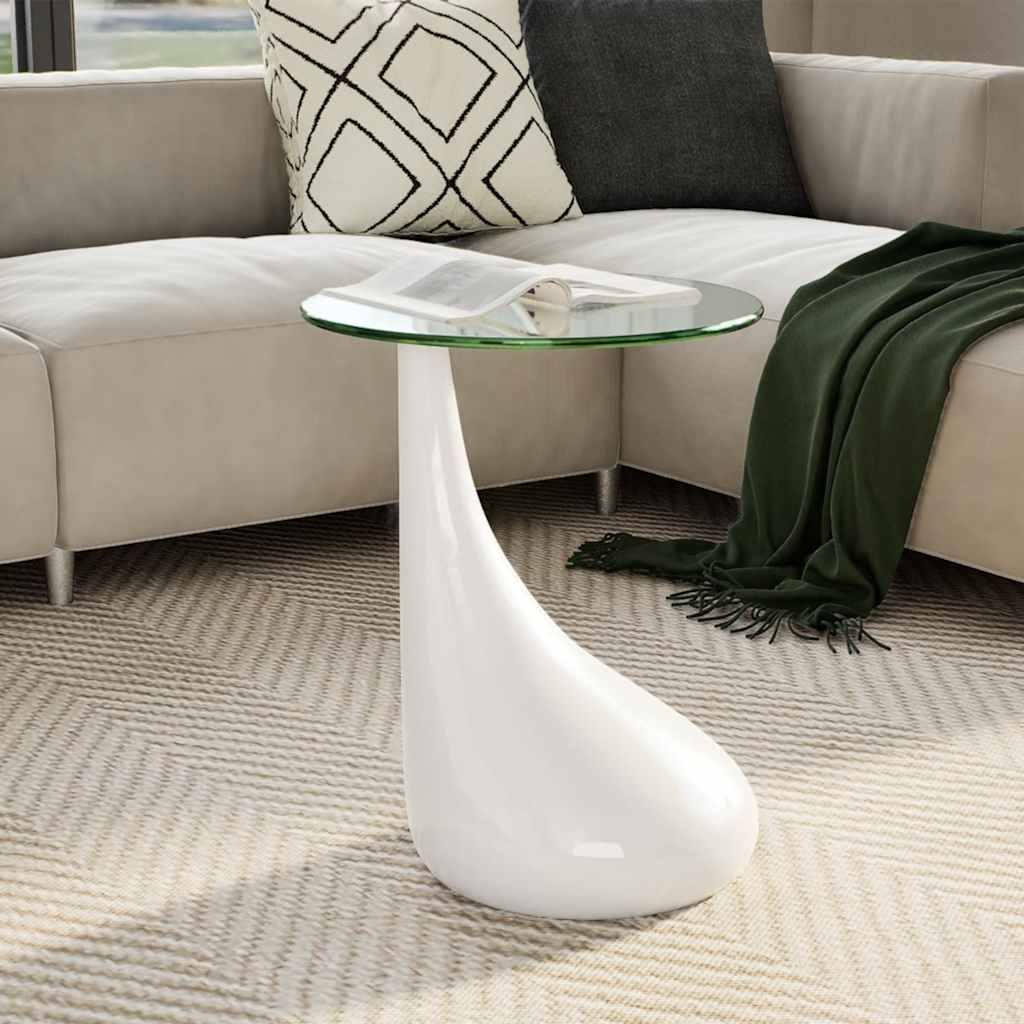 Salontafel Met Rond Glazen Tafelblad Hoogglans