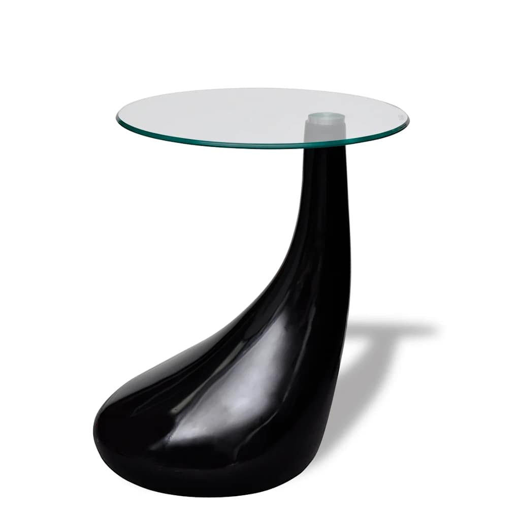Salontafel Met Rond Glazen Tafelblad Hoogglans