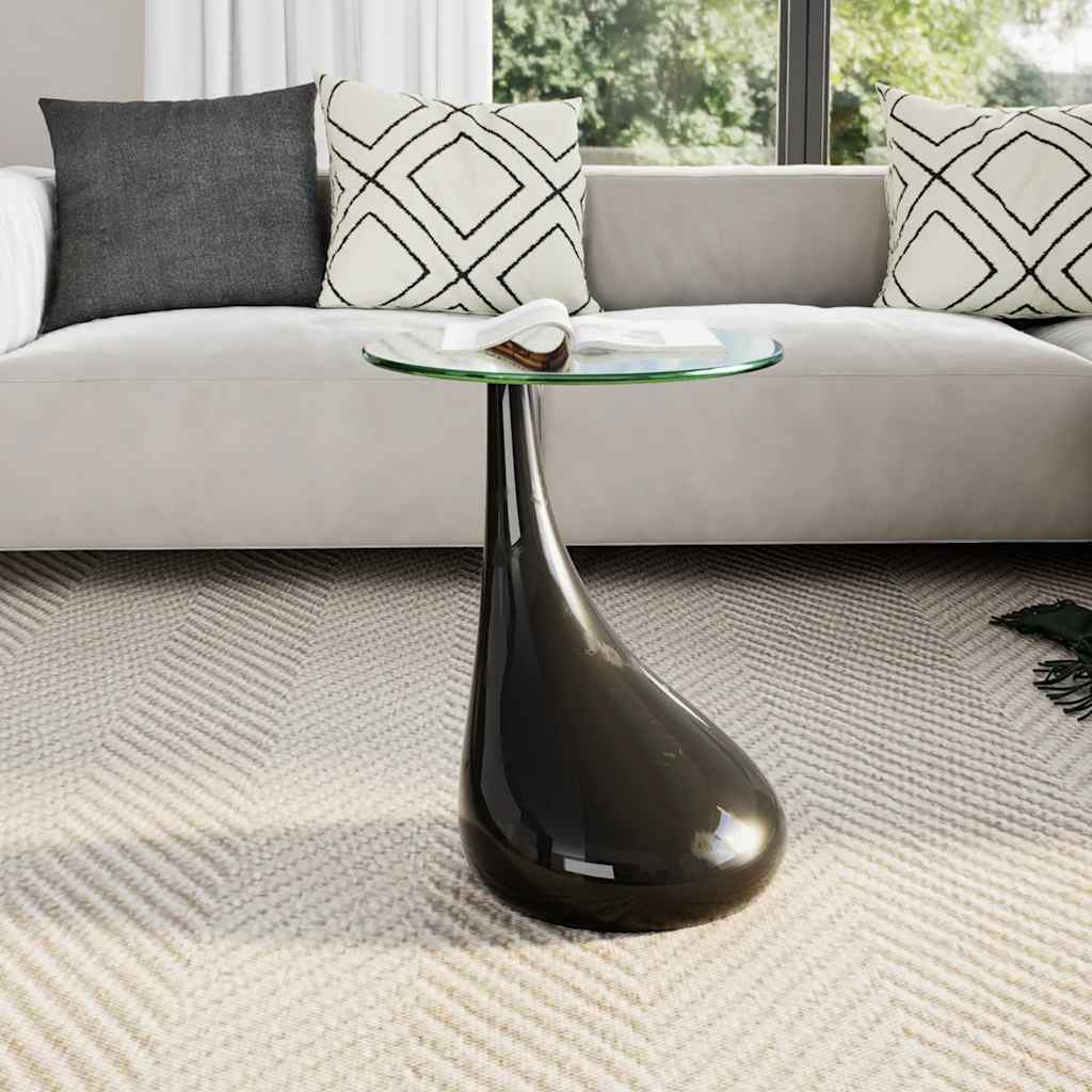 Salontafel Met Rond Glazen Tafelblad Hoogglans