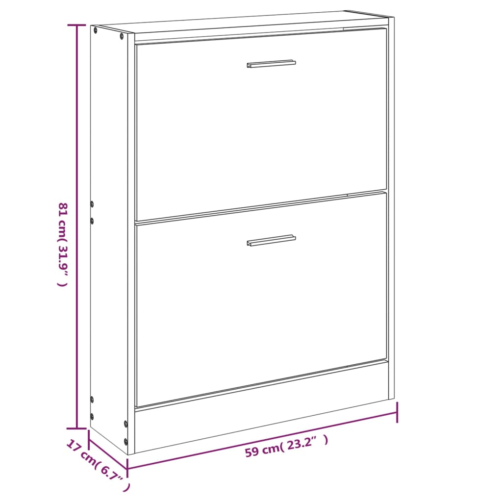 Schoenenkast 59X17X Bewerkt Hout Kleurig
