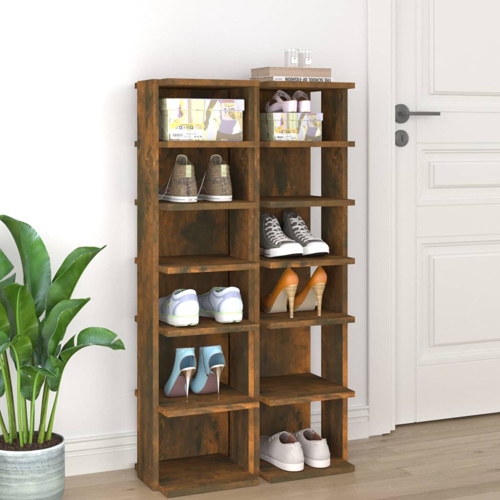 Schoenenrek 27,5X27X102 Cm Bewerkt Hout Kleurig