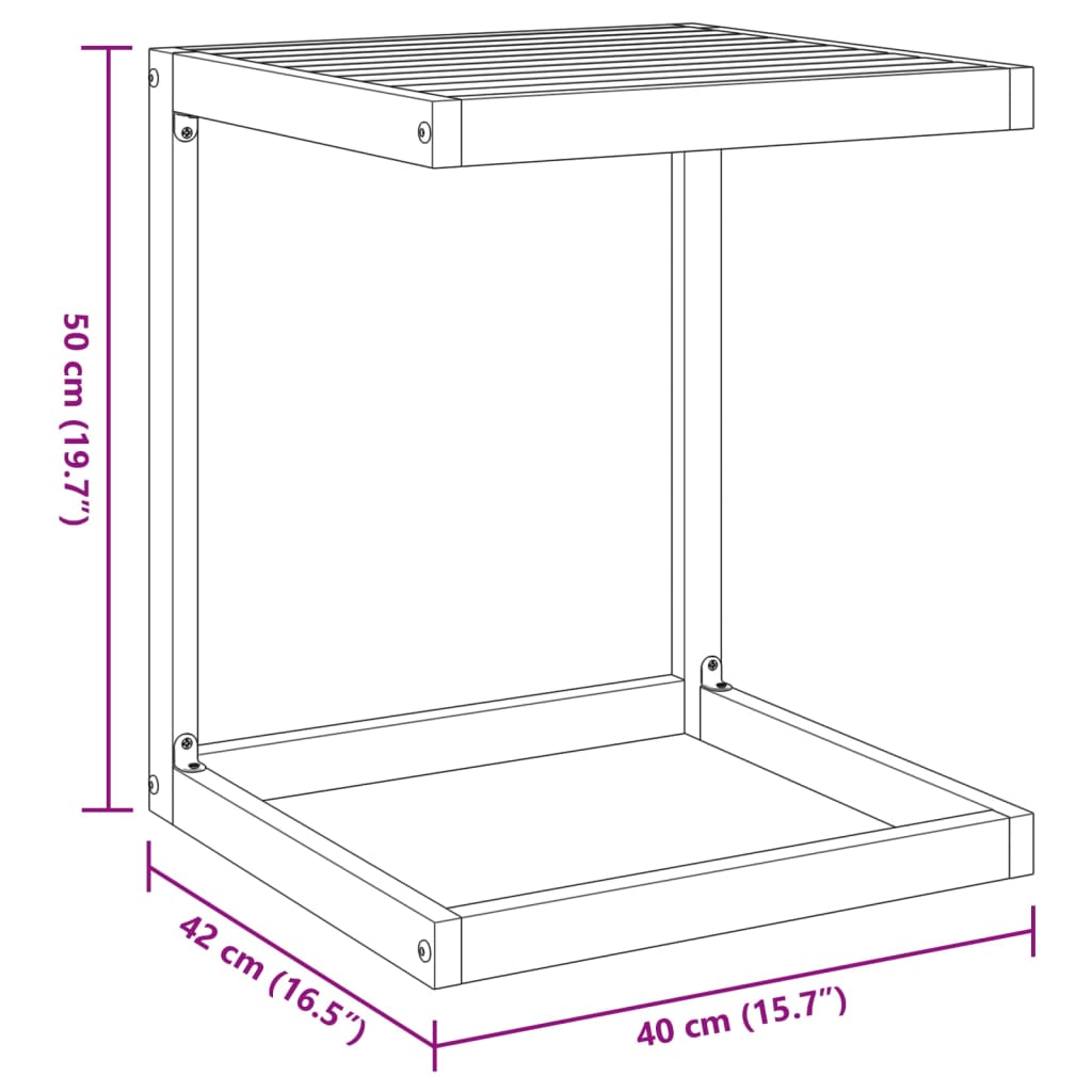 Bijzettafel C-Vormig 42X40X50 Cm Massief Acaciahout