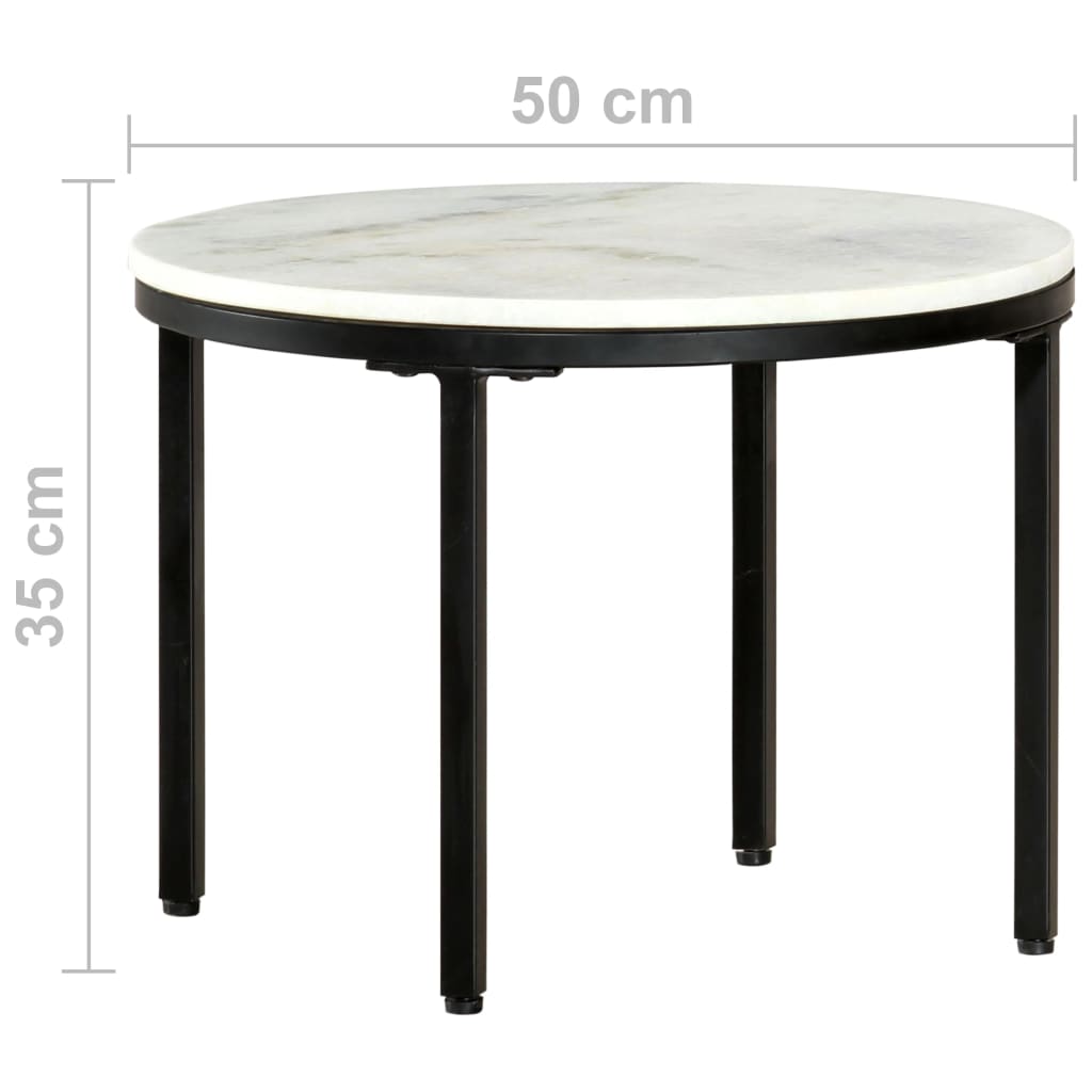 Salontafel Ø50 cm massief marmer wit en zwart