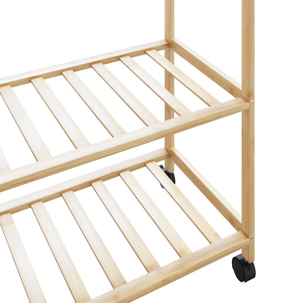 Kledingrek met schappen en wielen 110x40x180 cm bamboe
